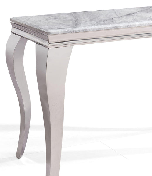 Merida Grey Marble and Chrome Console Table
