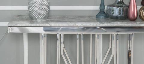 Mercury Grey Marble and Chrome Console Table