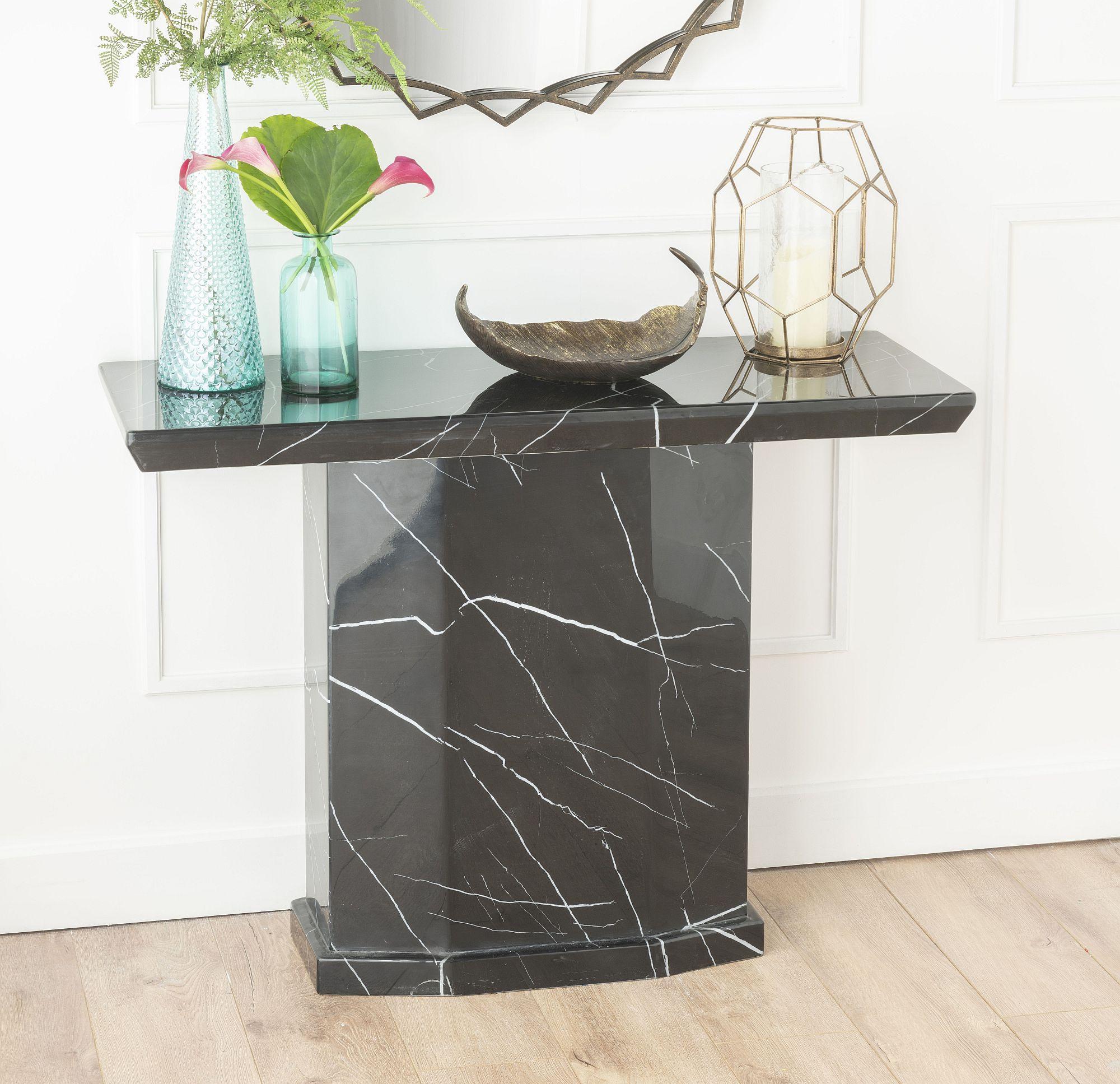 Nebula Black Marble Console Table