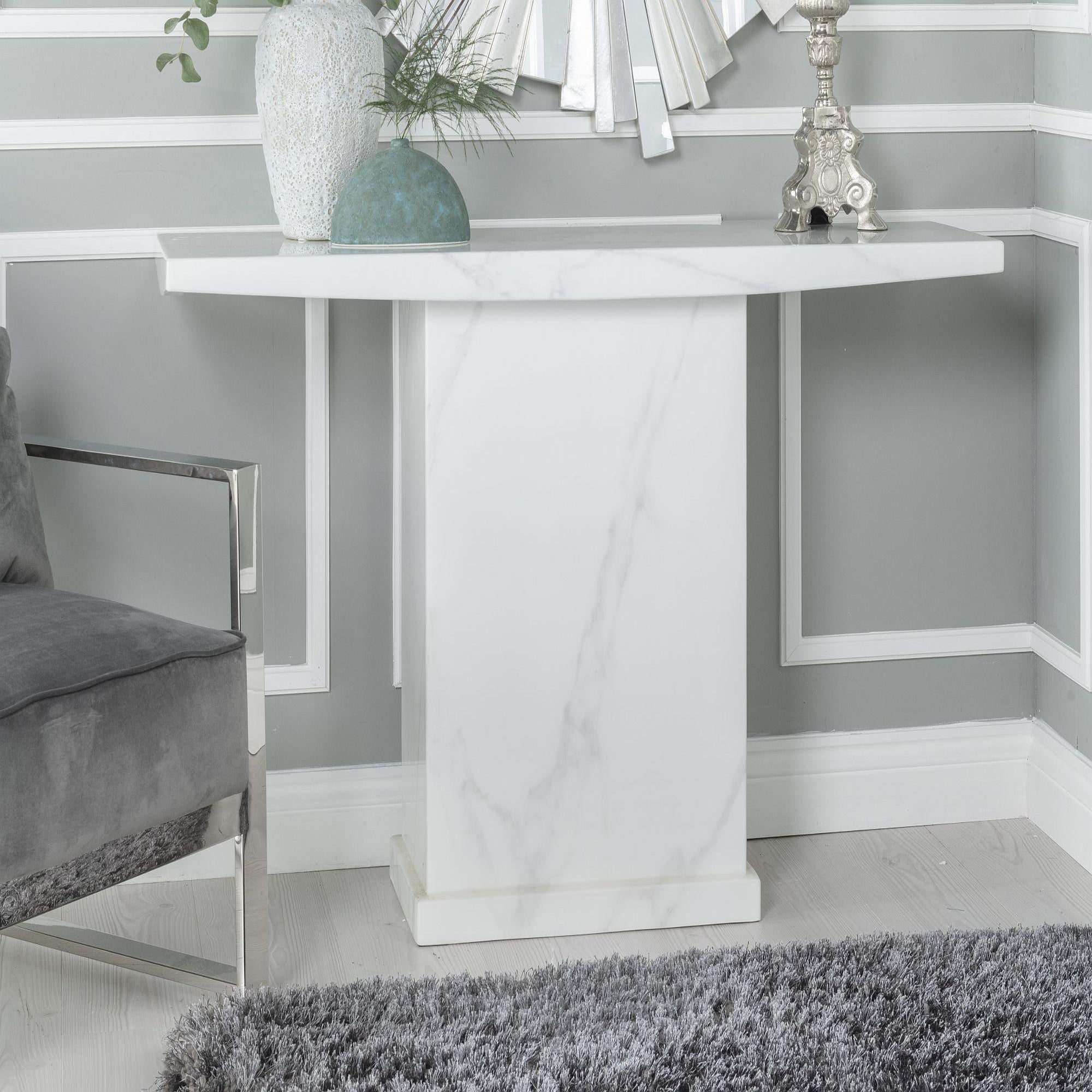 Olympia White Marble Console Table