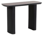 Renzo Black Oval Console Table with Fluted Ribbed Double Pedestal Base