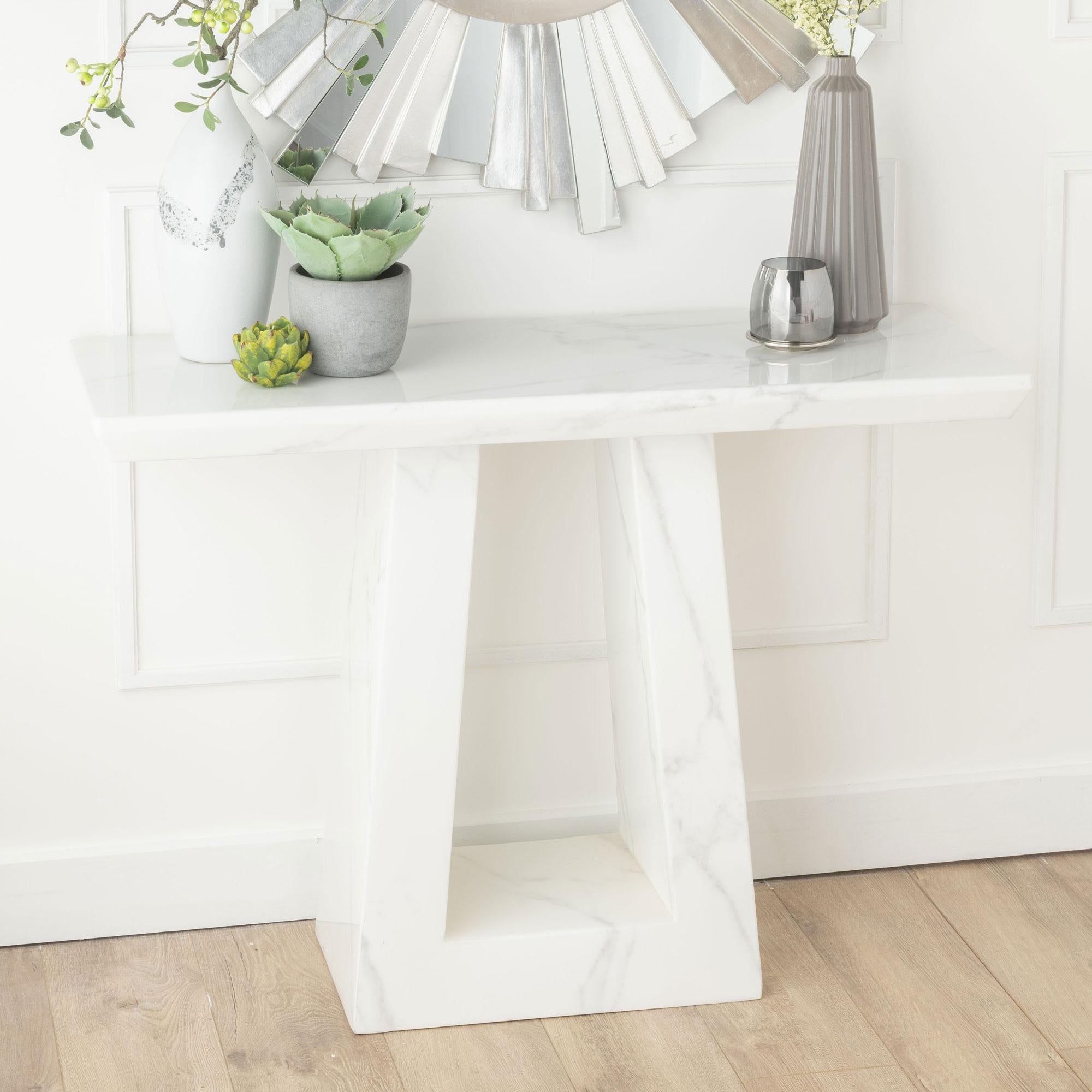 Rio White Marble Console Table