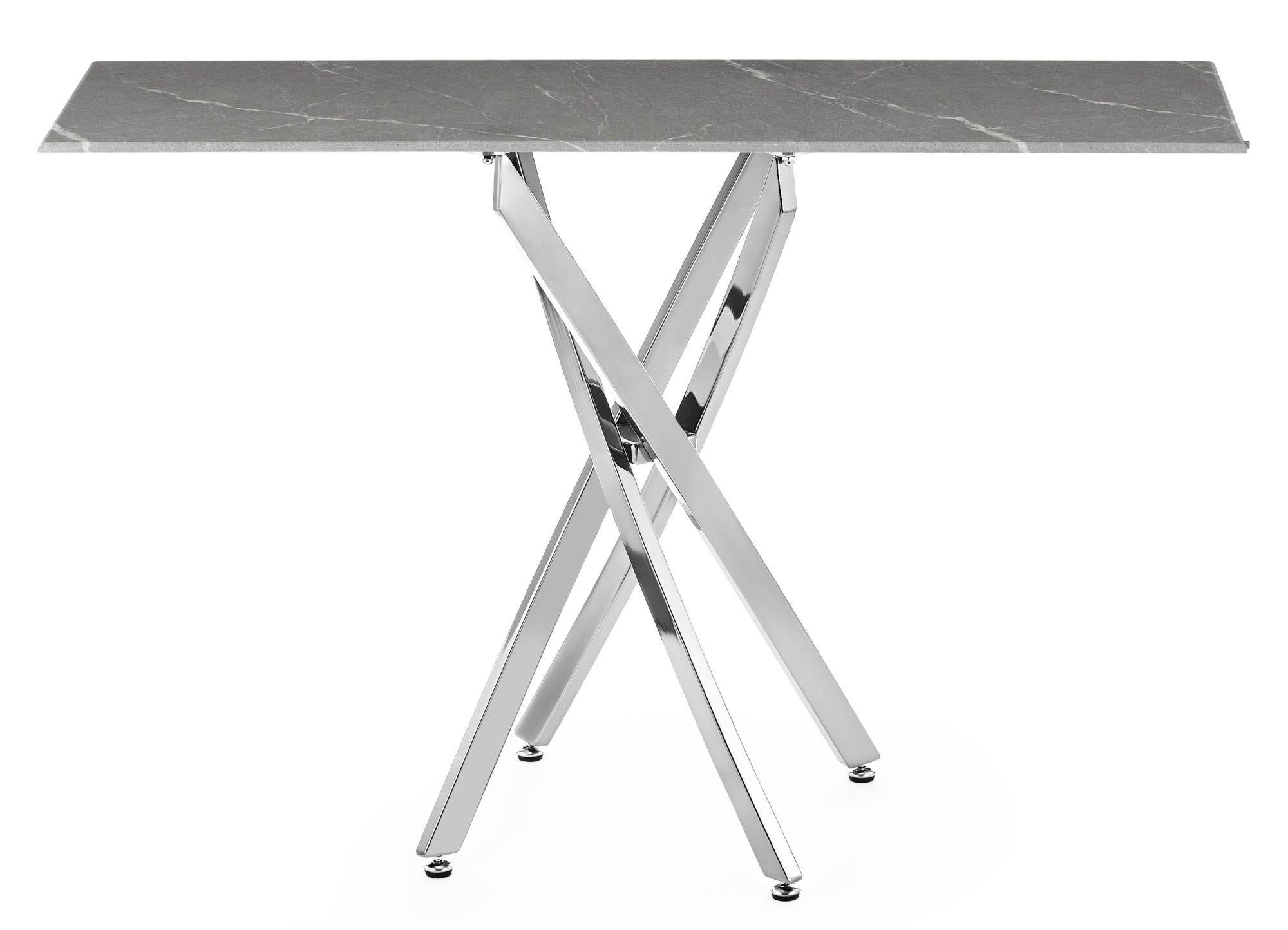Sutton Grey and Chrome Console Table - 120cm Glass Top with Concrete Effect