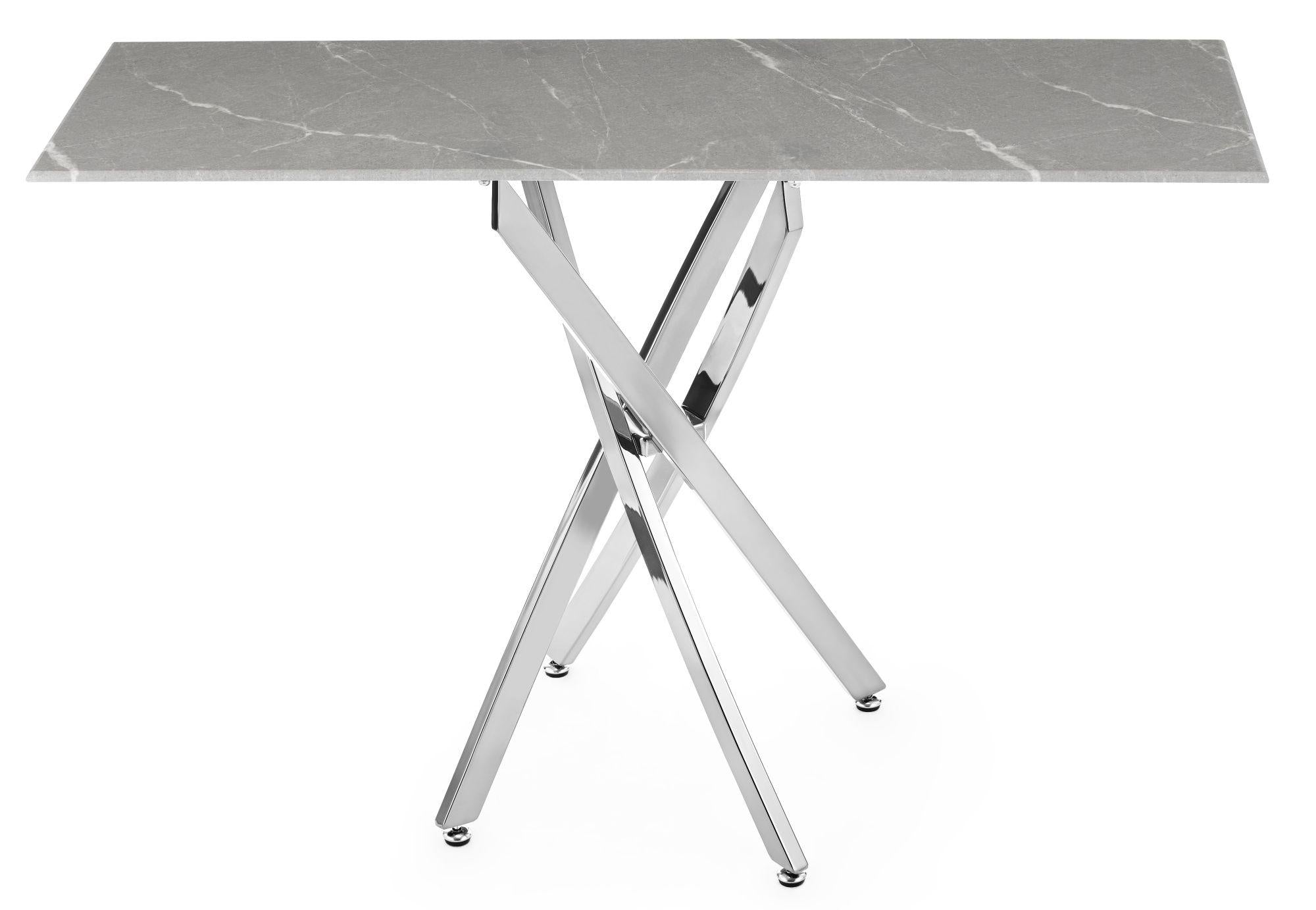 Sutton Grey and Chrome Console Table - 120cm Glass Top with Concrete Effect