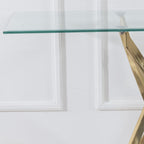Sutton Clear Glass and Gold Console Table - 120cm Tempered Top