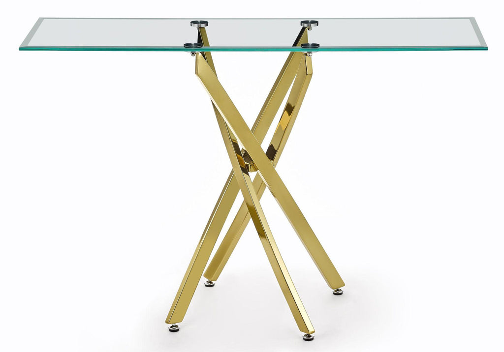 Sutton Clear Glass and Gold Console Table - 120cm Tempered Top