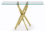 Sutton Clear Glass and Gold Console Table - 120cm Tempered Top
