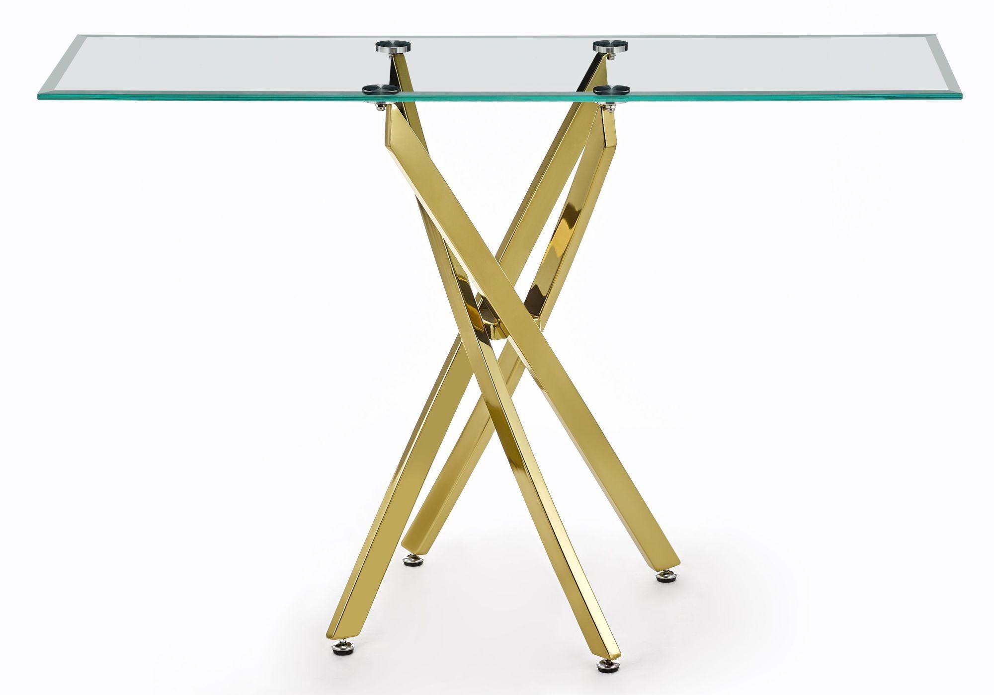 Sutton Clear Glass and Gold Console Table - 120cm Tempered Top