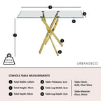 Sutton Clear Glass and Gold Console Table - 120cm Tempered Top