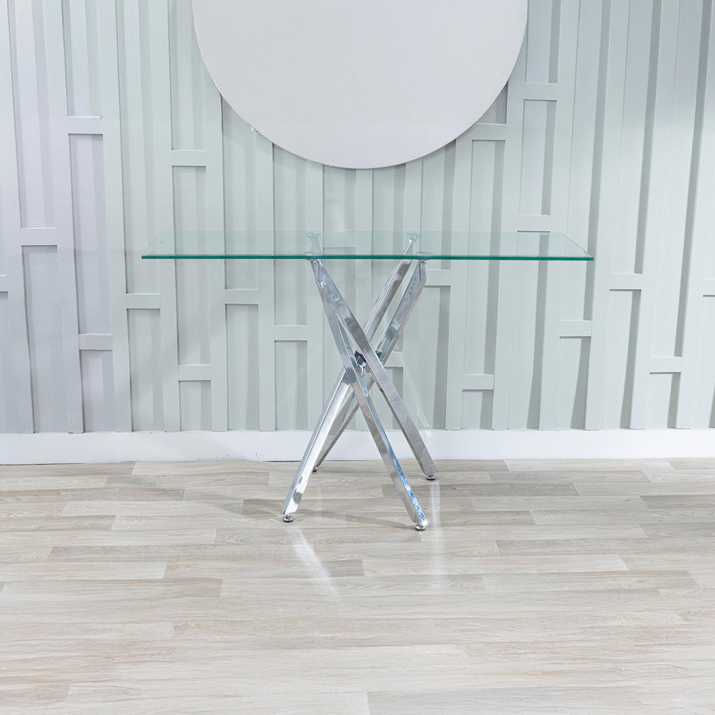 Sutton Clear Glass and Chrome Console Table - 120cm Tempered Top