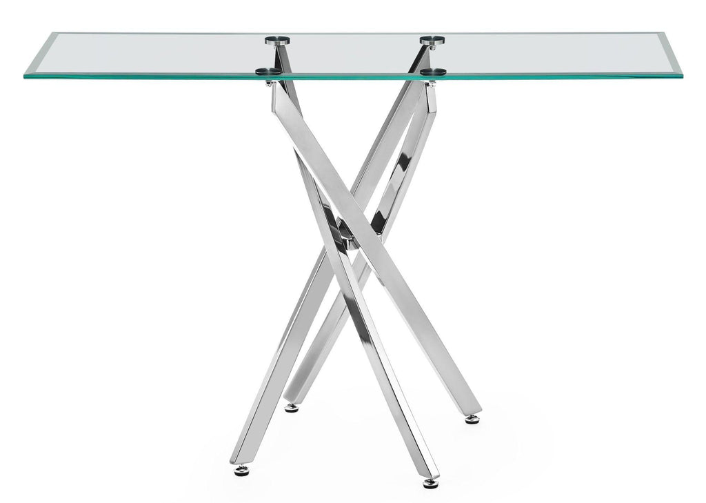Sutton Clear Glass and Chrome Console Table - 120cm Tempered Top