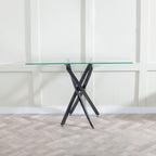Sutton Clear Glass and Black Console Table - 120cm Tempered Top