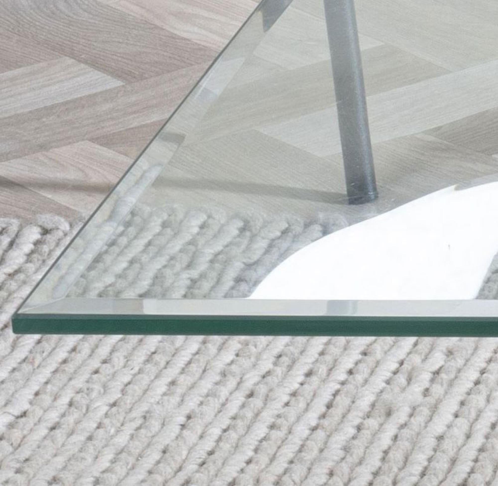 Sutton Clear Glass and Black Console Table - 120cm Tempered Top