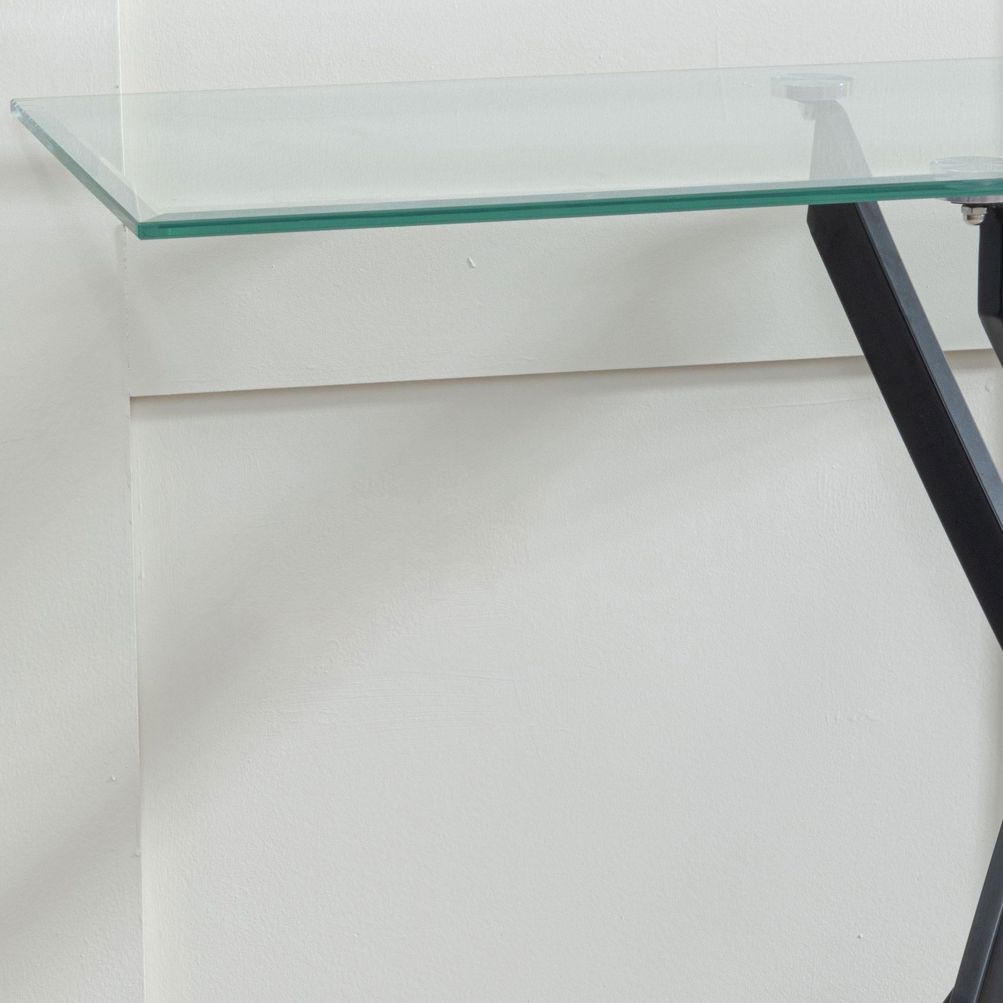 Sutton Clear Glass and Black Console Table - 120cm Tempered Top