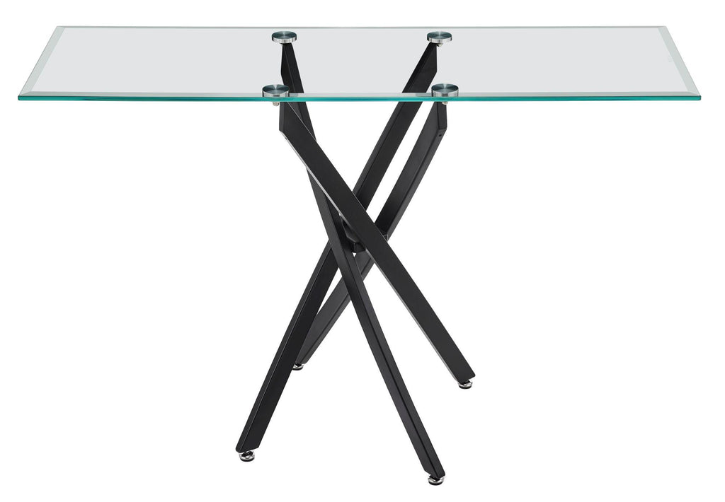 Sutton Clear Glass and Black Console Table - 120cm Tempered Top
