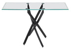 Sutton Clear Glass and Black Console Table - 120cm Tempered Top