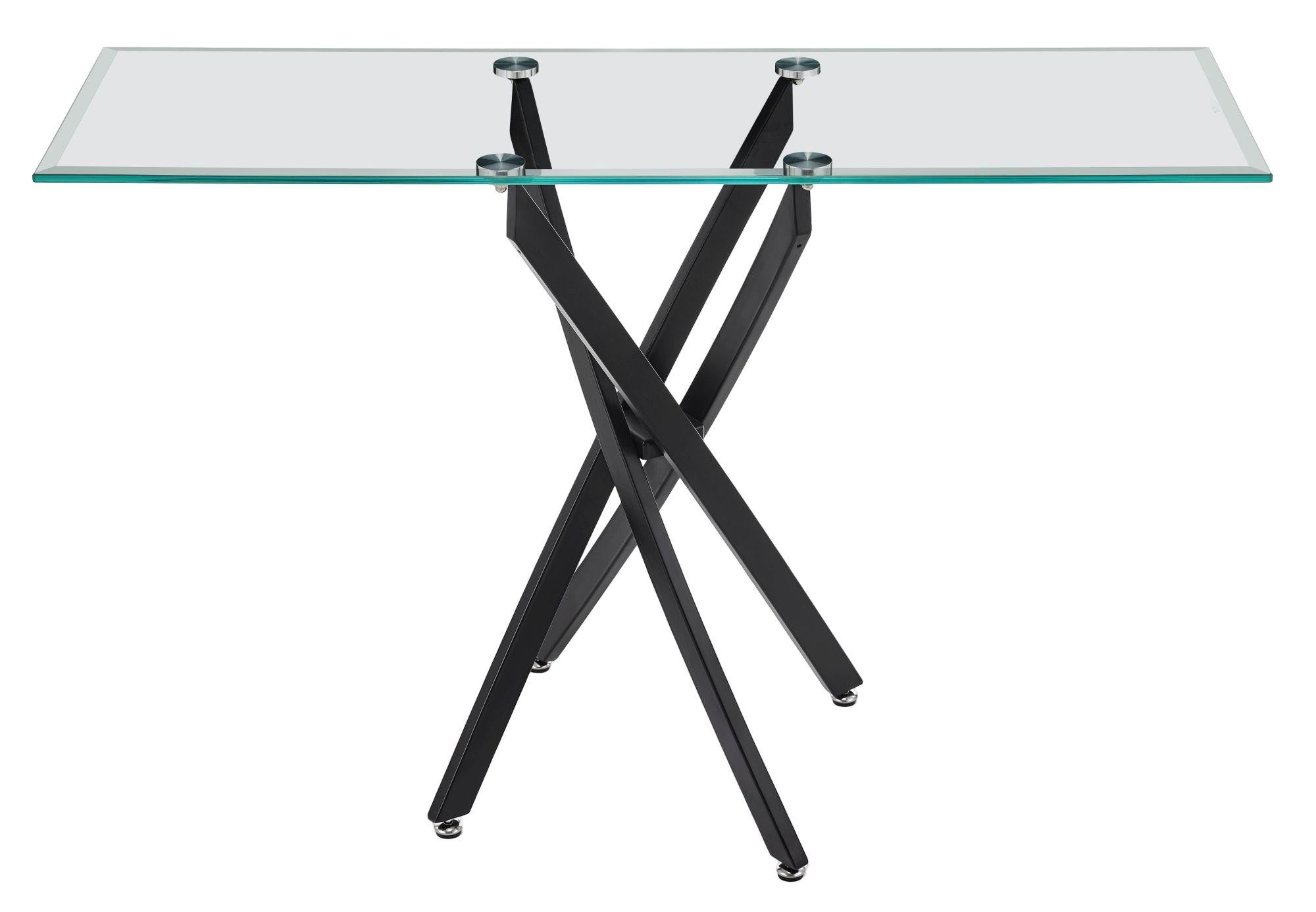 Sutton Clear Glass and Black Console Table - 120cm Tempered Top