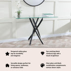 Sutton Clear Glass and Black Console Table - 120cm Tempered Top