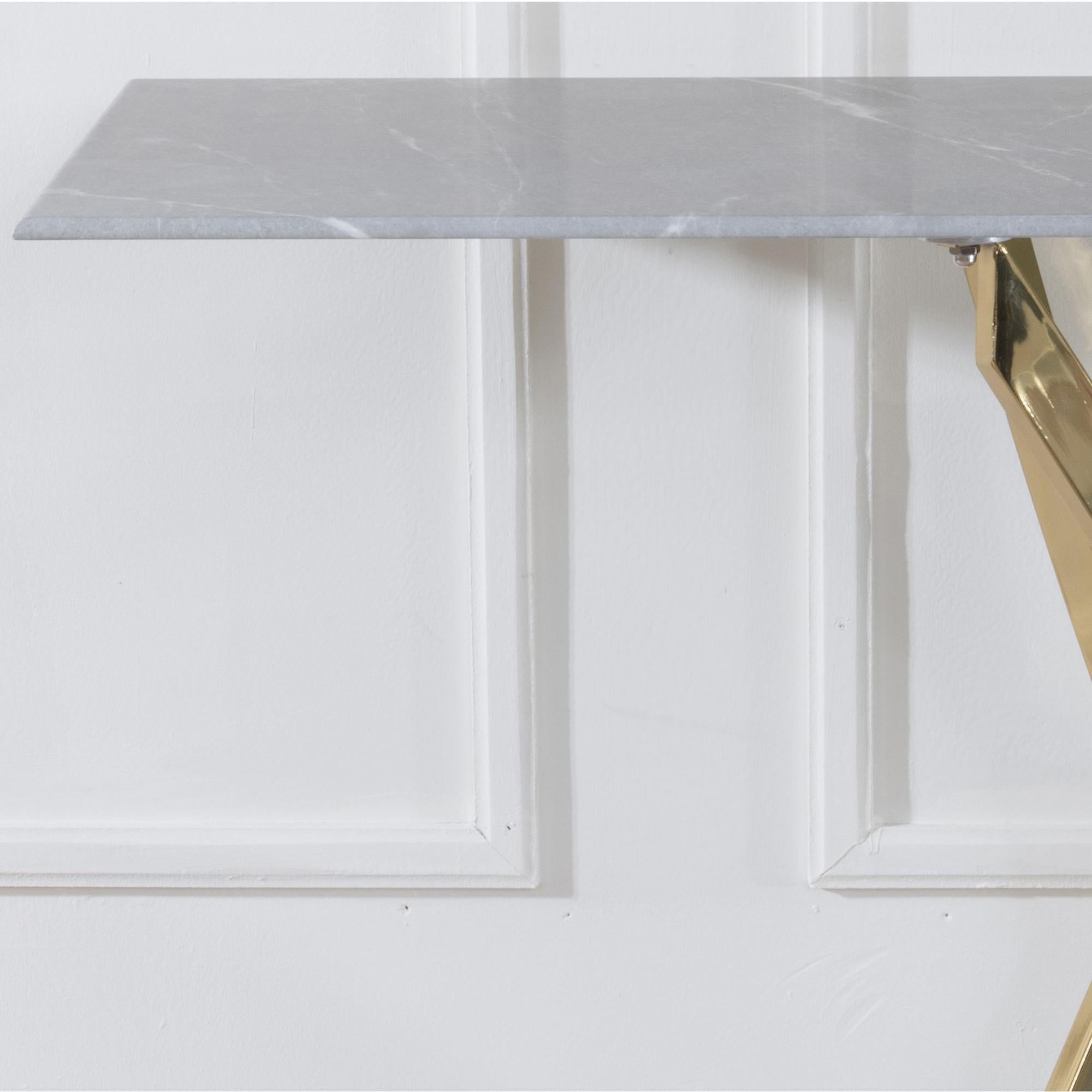 Sutton Grey and Gold Console Table - 120cm Glass Top with Concrete Effect