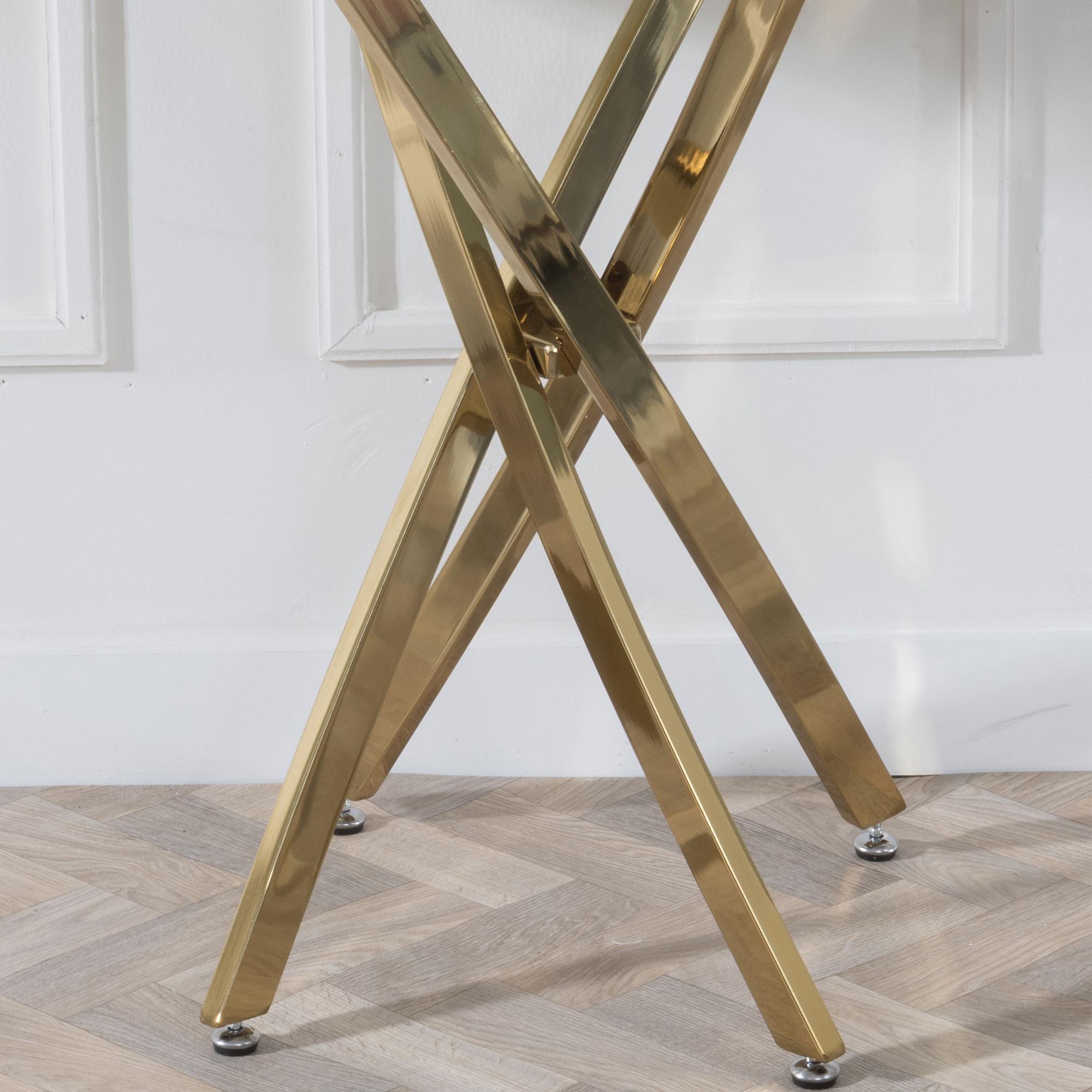 Sutton Grey and Gold Console Table - 120cm Glass Top with Concrete Effect