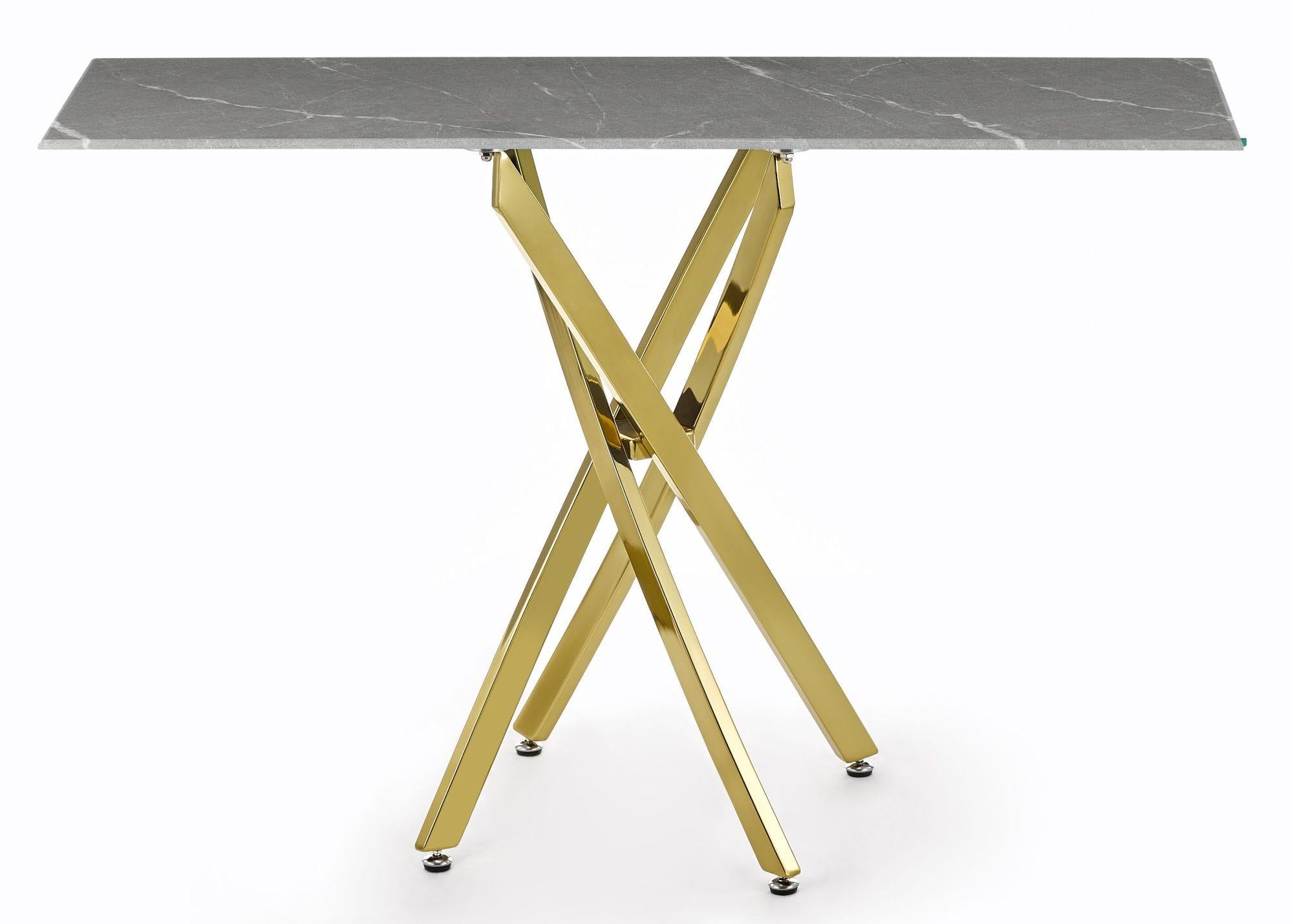 Sutton Grey and Gold Console Table - 120cm Glass Top with Concrete Effect