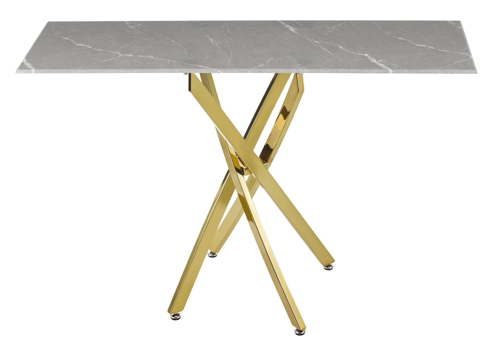 Sutton Grey and Gold Console Table - 120cm Glass Top with Concrete Effect