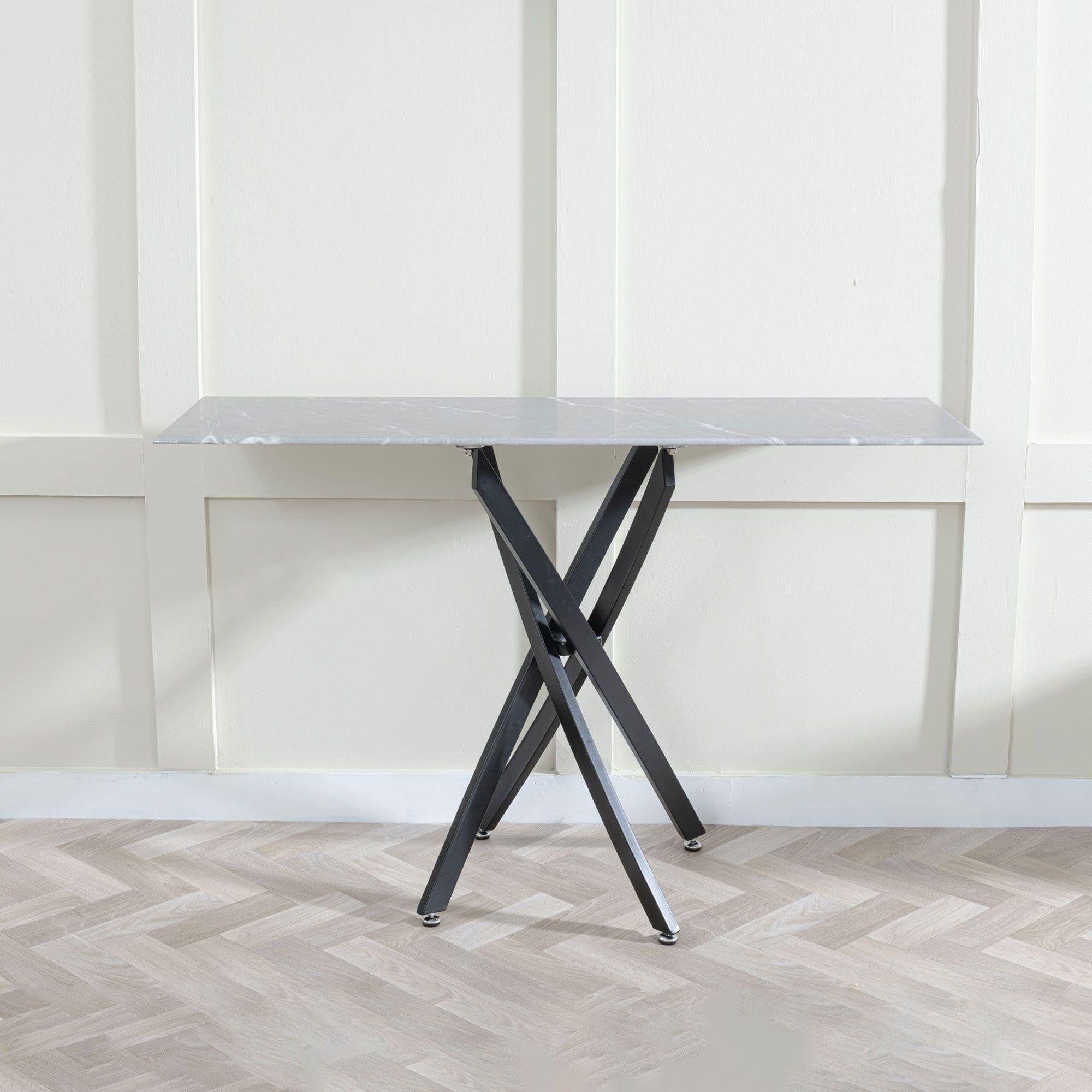 Sutton Grey and Black Console Table - 120cm Glass Top with Concrete Effect