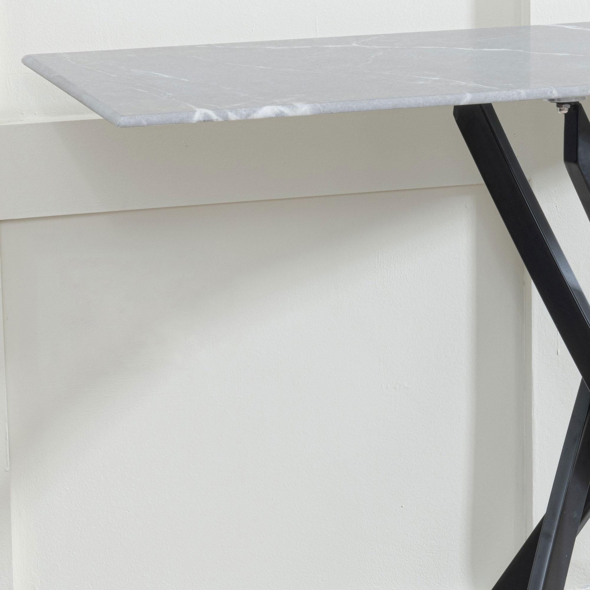 Sutton Grey and Black Console Table - 120cm Glass Top with Concrete Effect