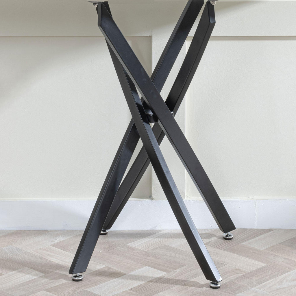 Sutton Grey and Black Console Table - 120cm Glass Top with Concrete Effect