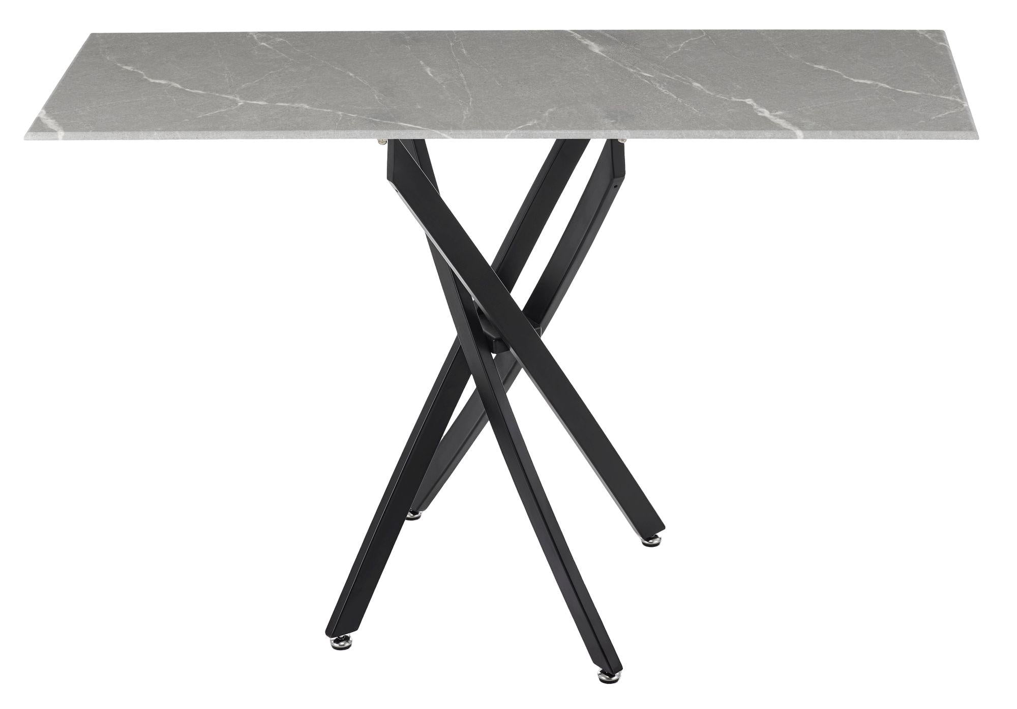 Sutton Grey and Black Console Table - 120cm Glass Top with Concrete Effect