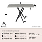 Sutton Grey and Black Console Table - 120cm Glass Top with Concrete Effect