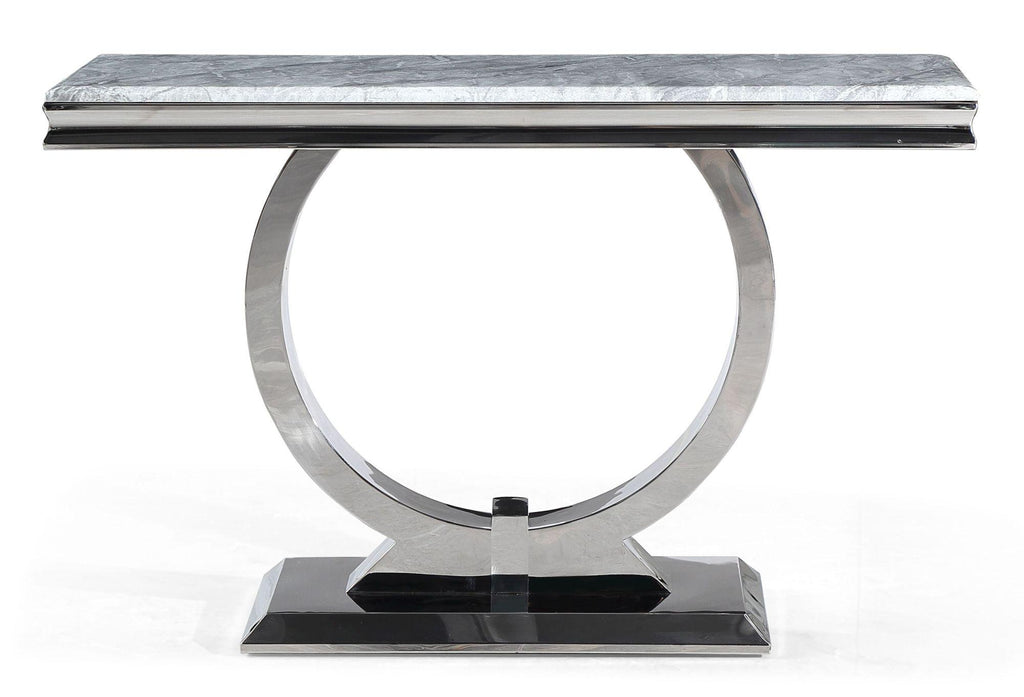 Welby Grey Marble and Chrome Console Table