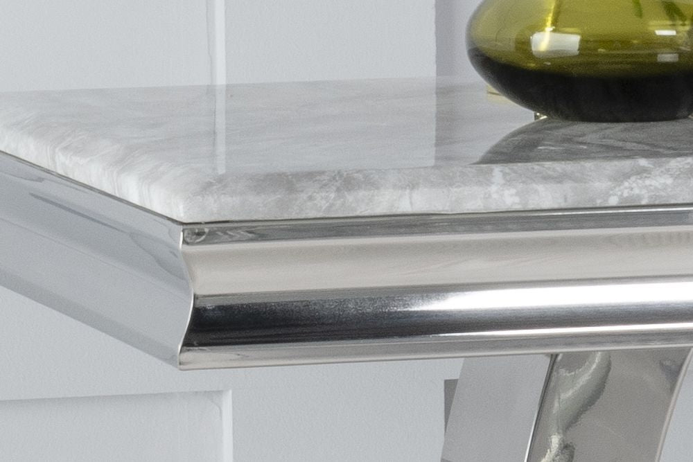 Welby Grey Marble and Chrome Console Table