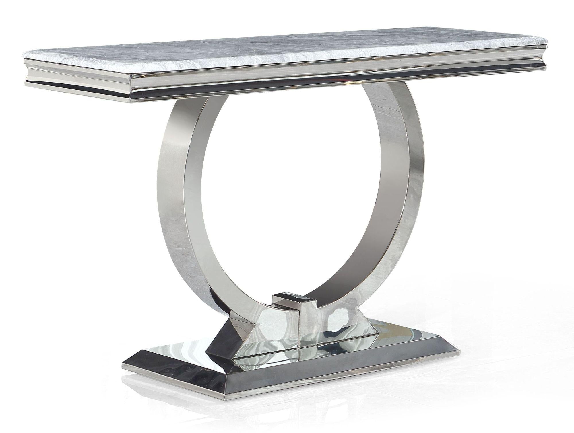 Welby Grey Marble and Chrome Console Table