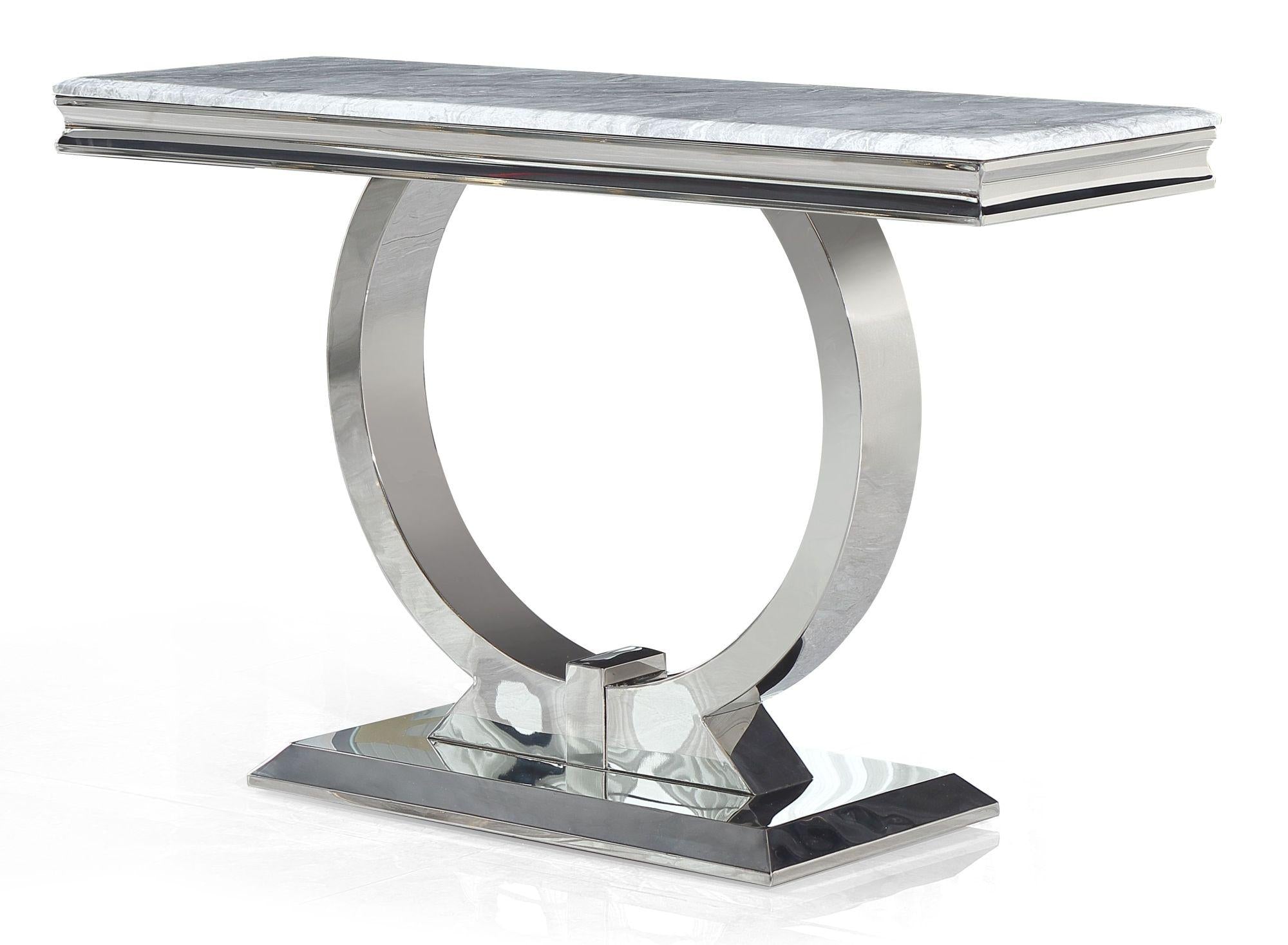 Welby Grey Marble and Chrome Console Table