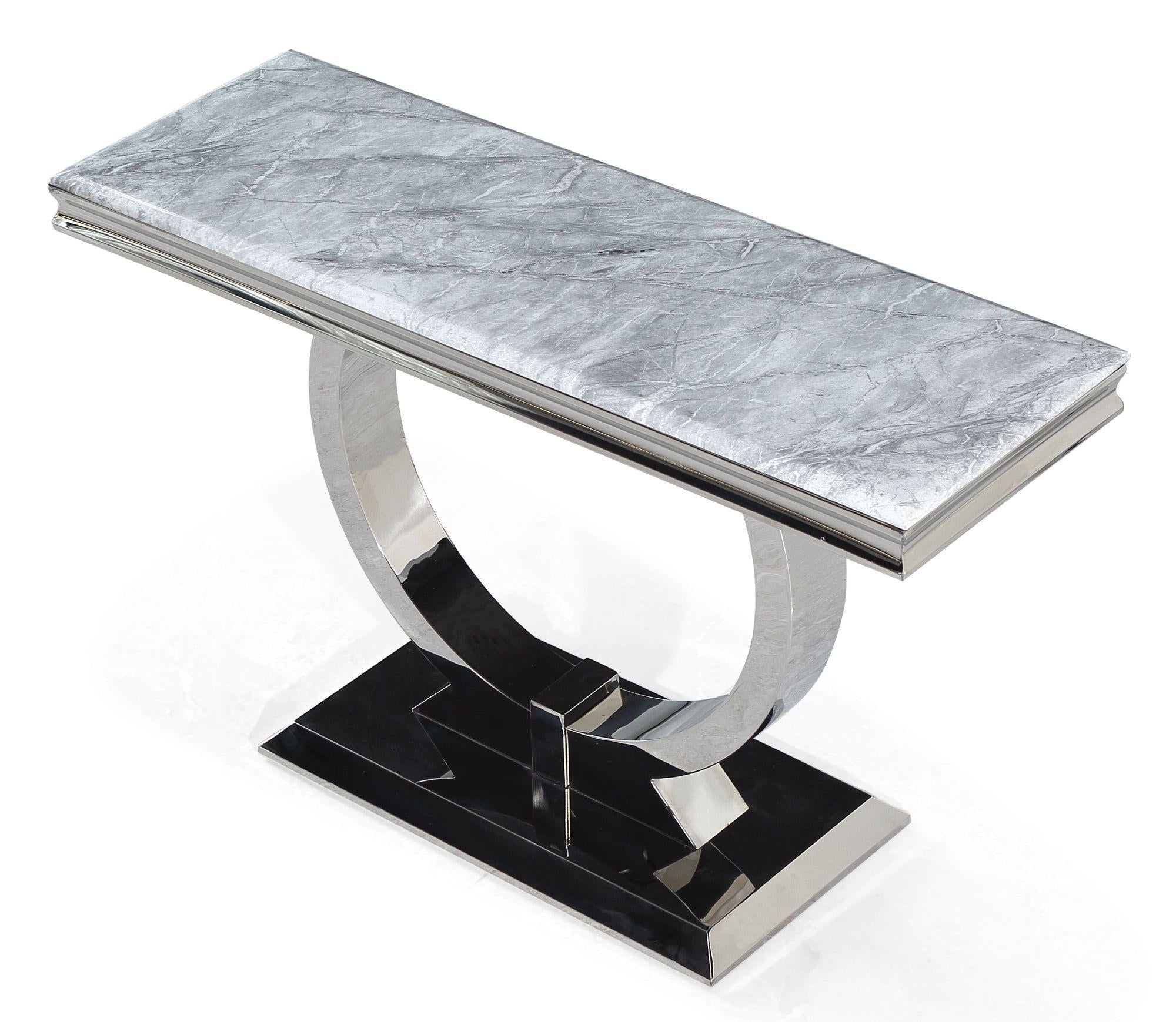 Welby Grey Marble and Chrome Console Table
