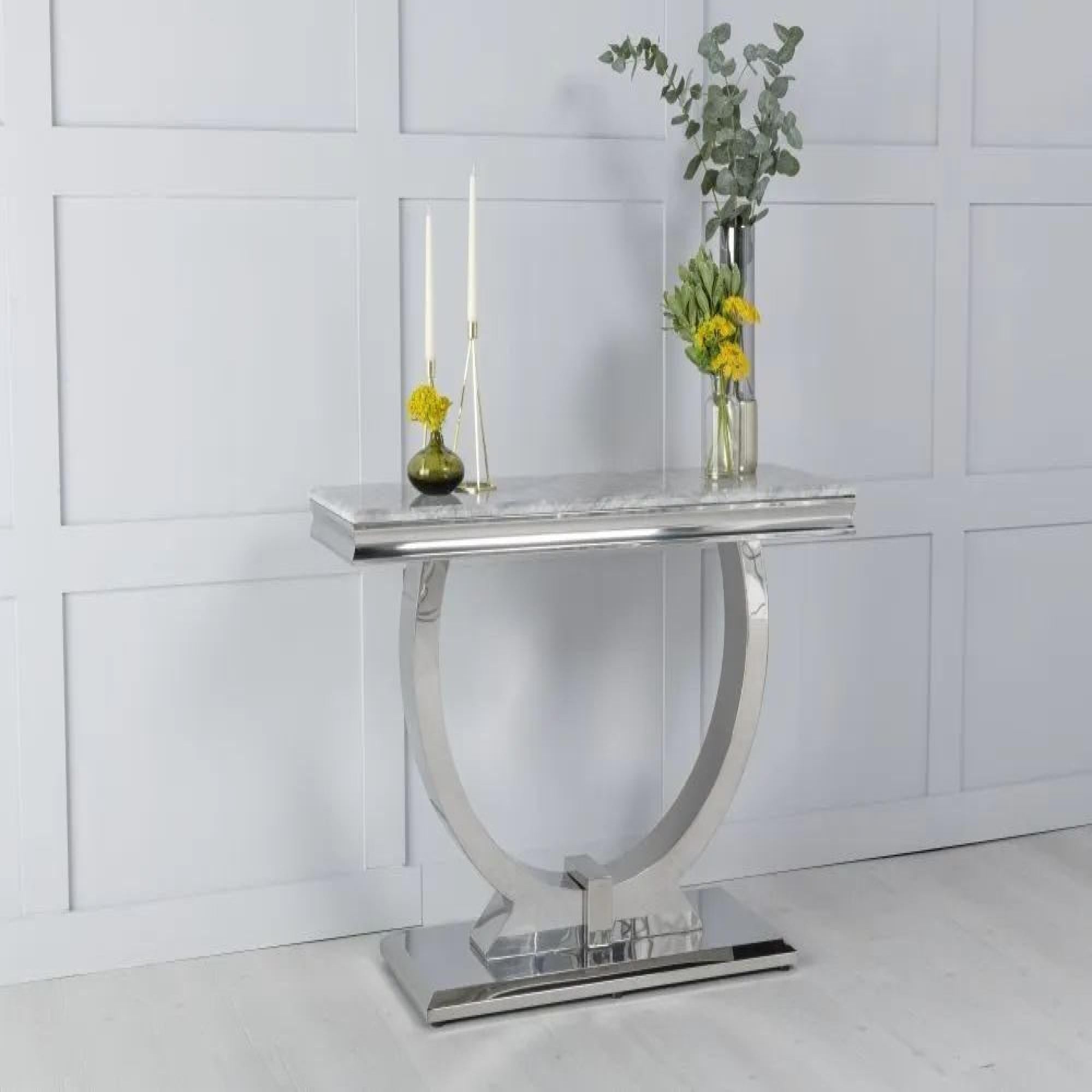 Welby Grey Marble and Chrome Console Table
