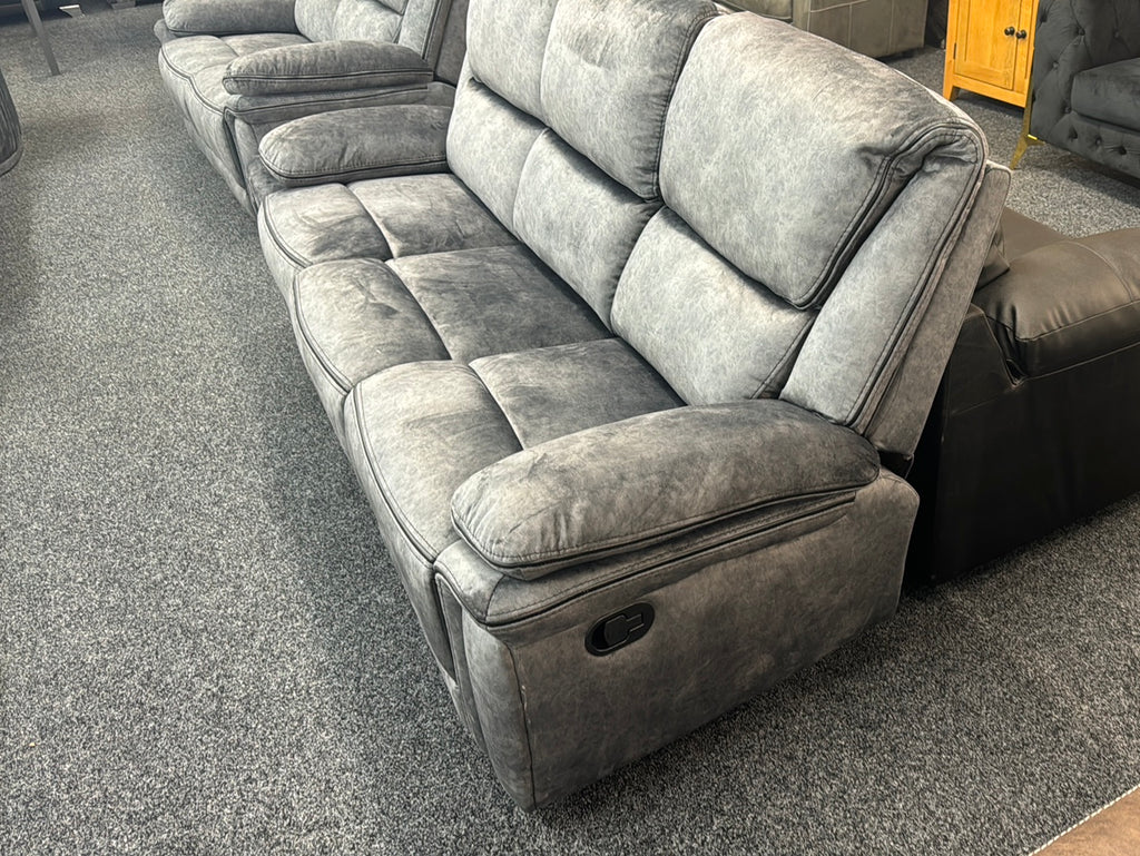 Turin 3+2 Suede Grey Recliner Sofas