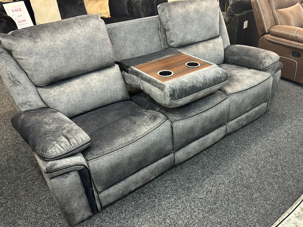 Turin 3+2 Suede Grey Recliner Sofas