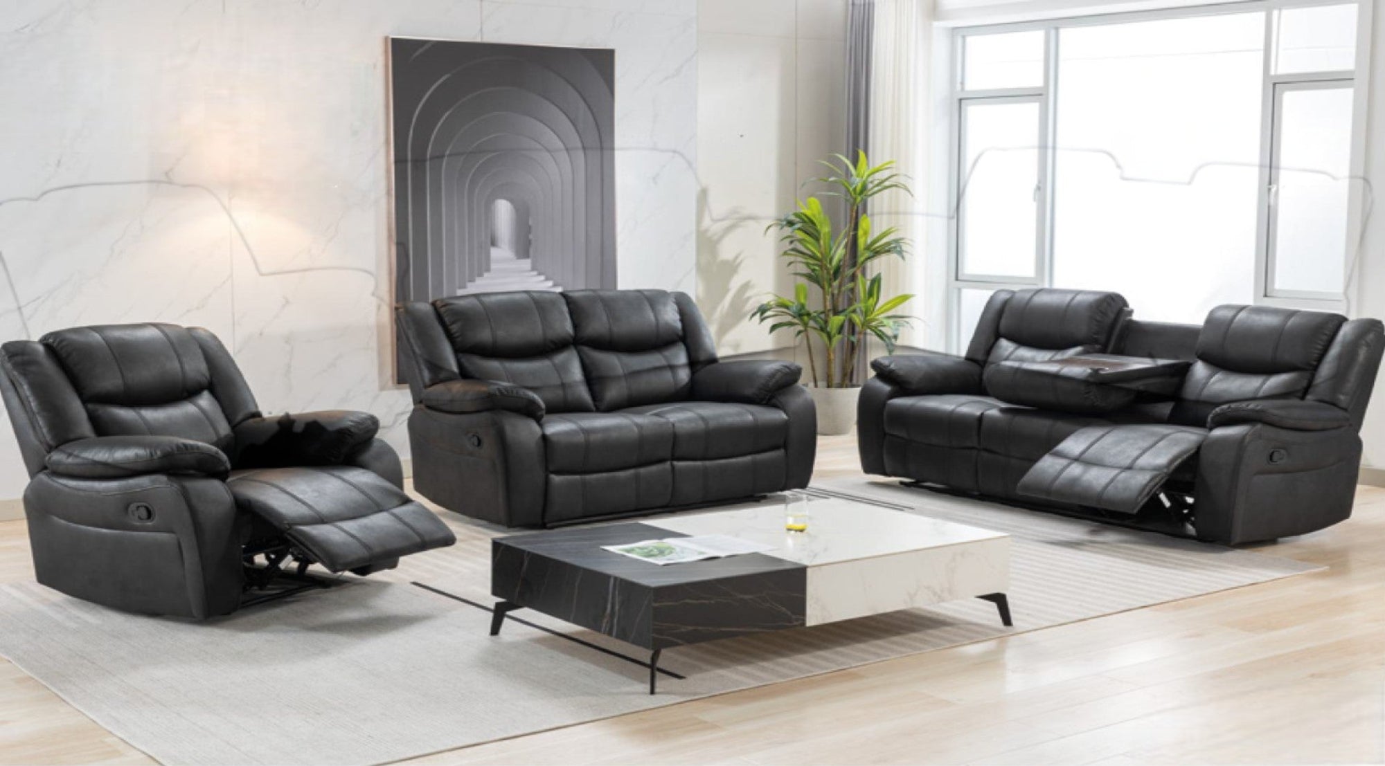 Paris Fabric Manual Recliner Sofa