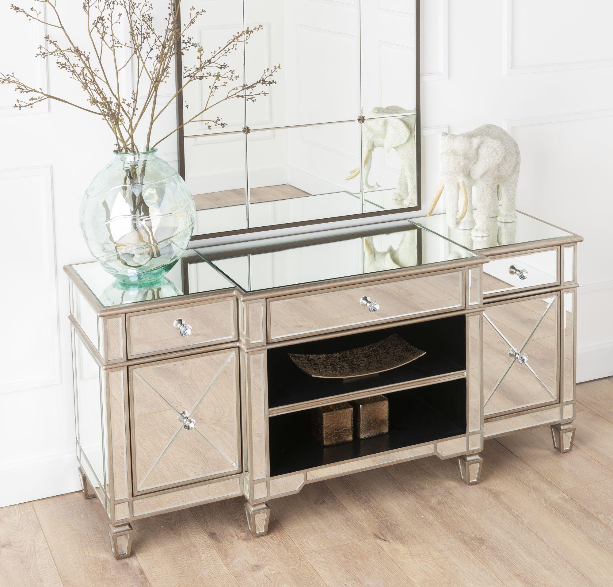 Acorn Mirrored Champagne Trim TV Unit