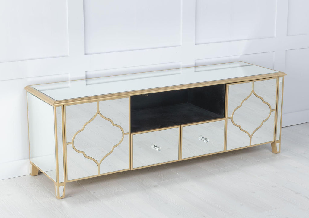 Cairo Mirrored Gold Trim TV Unit