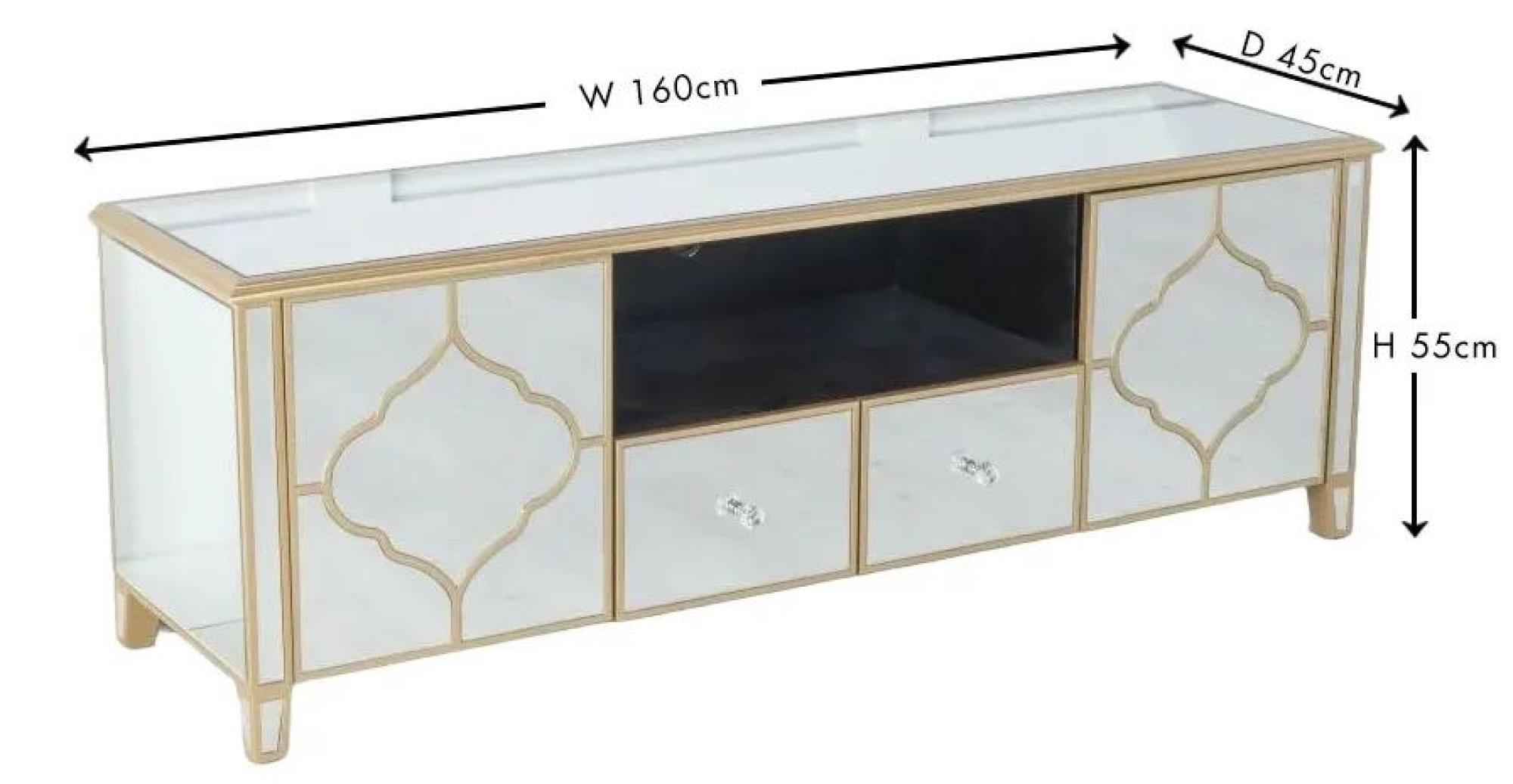 Cairo Mirrored Gold Trim TV Unit