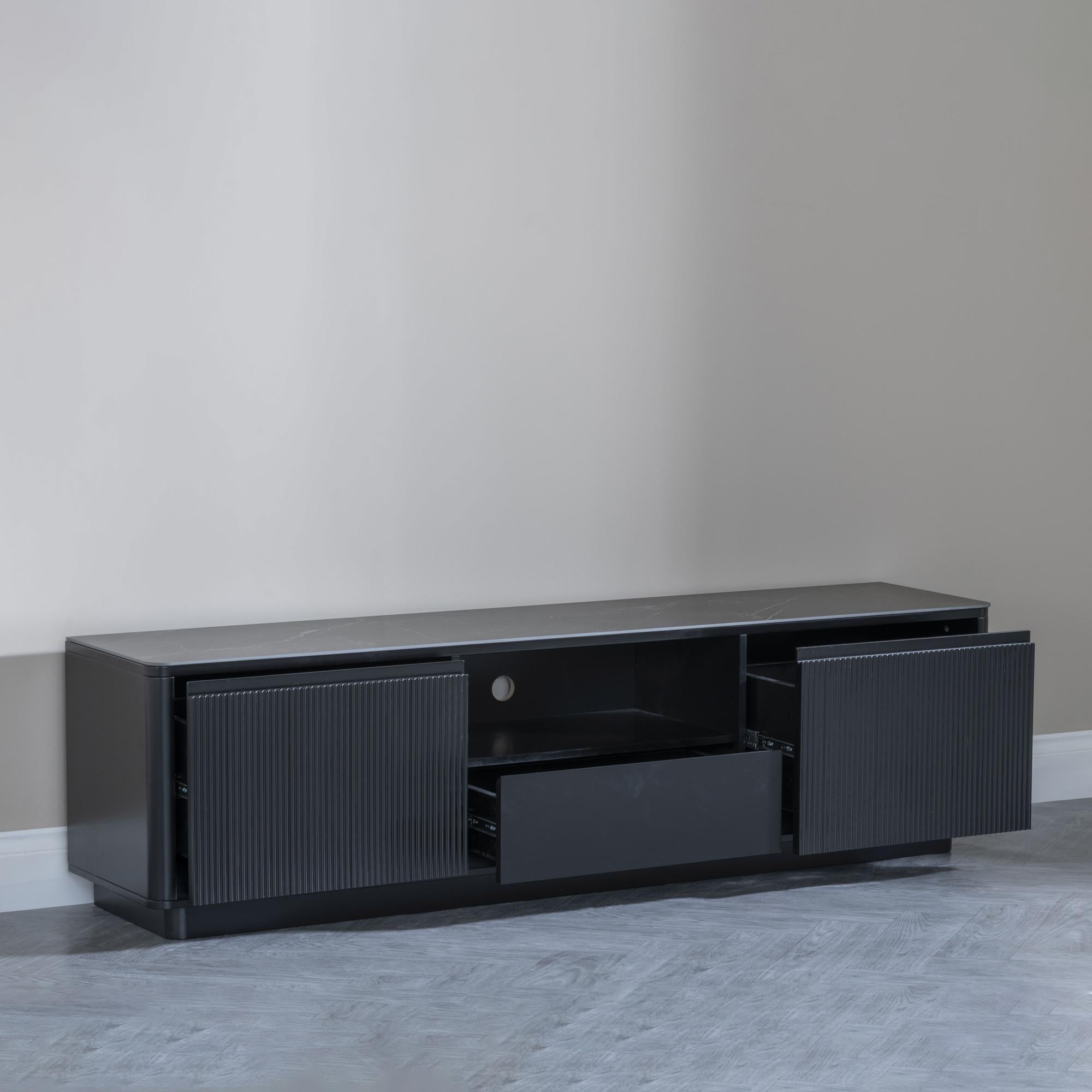 Dante Black Ceramic Fluted TV Unit
