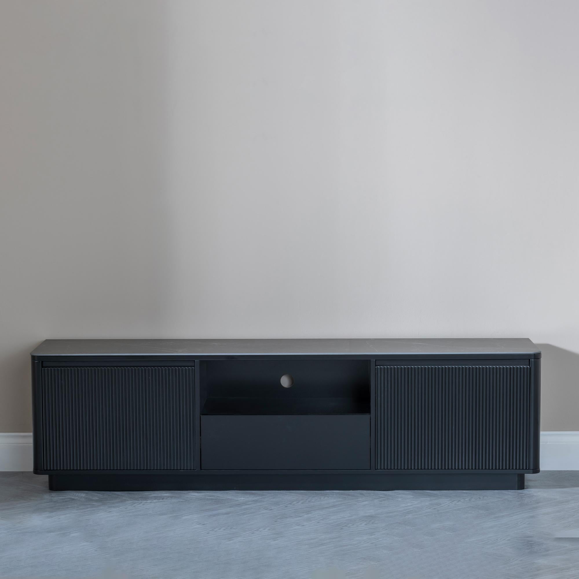 Dante Black Ceramic Fluted TV Unit