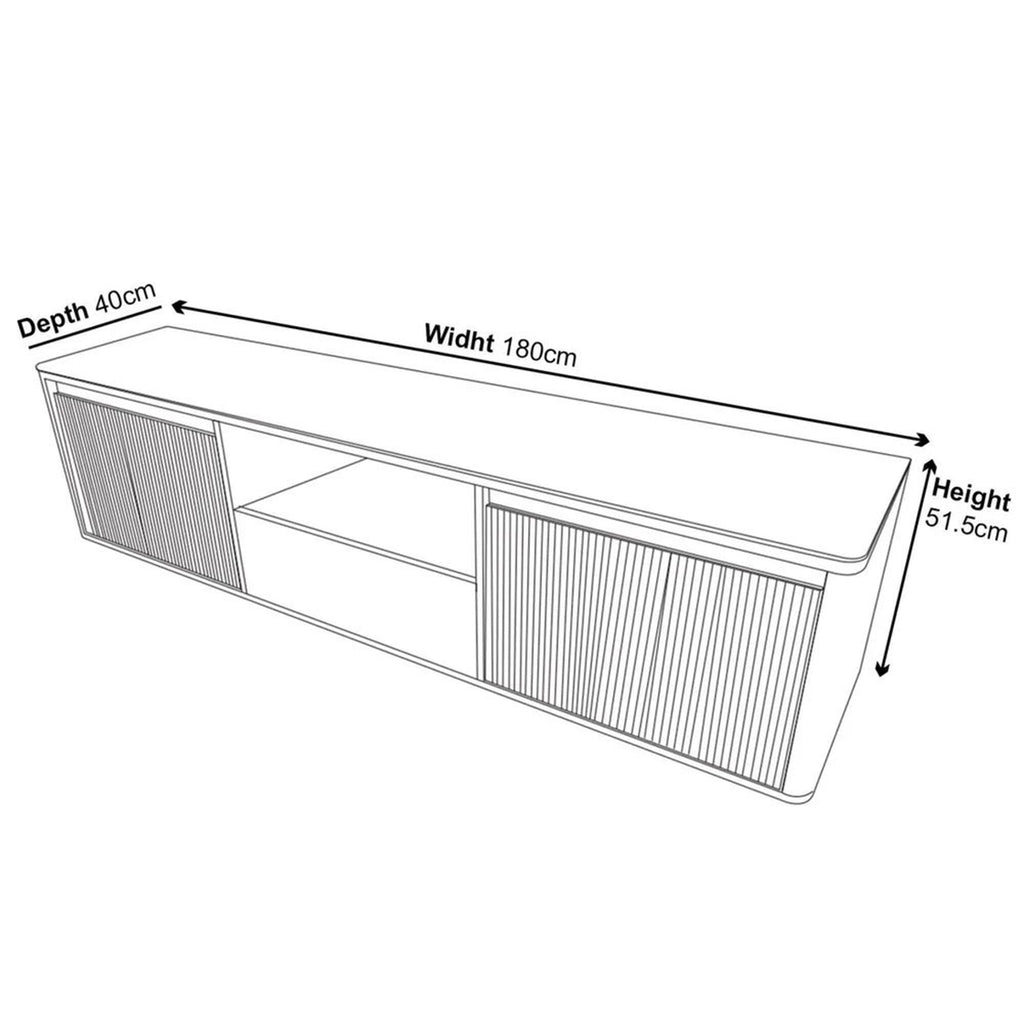 Dante Black Ceramic Fluted TV Unit