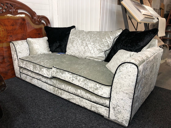 White/Light Grey Fabric Sofa Set